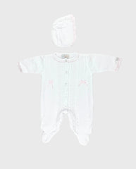 Primer Día Tejido Enterizo 100% Algodón Detalles Rosa