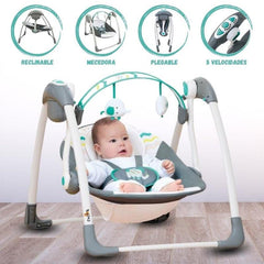 Columpio Electrico Deluxe Portatil Elefante Verde Detalles