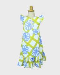 Vestido Estampado Flores Verde Azul Campo