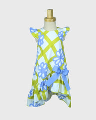 Vestido Estampado Flores Verde Azul