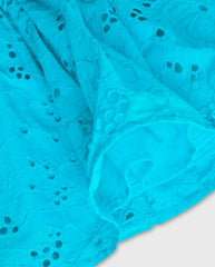 Vestido Ojalillo Bordado Azul Boboli Textura