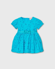 Vestido Ojalillo Bordado Azul Boboli