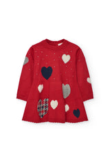 Vestido de niña rojo Boboli con corazones