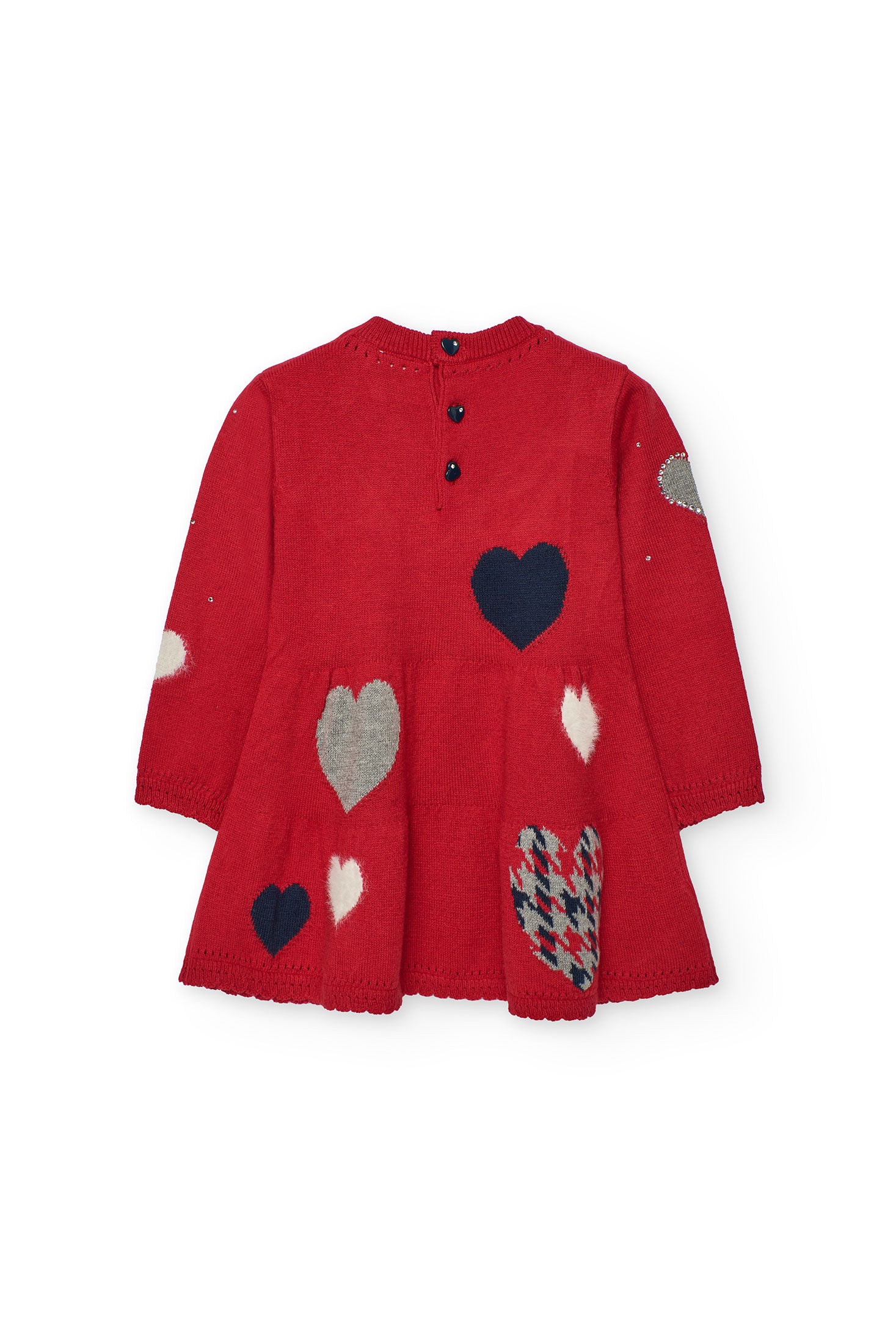 Vestido niña Boboli rojo con corazones decorativos