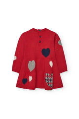 Vestido niña Boboli rojo con corazones decorativos