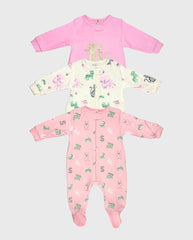 Set 3 Pijamas Estampado Bordado y Estampado Animales