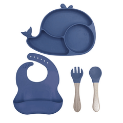Set 4 Piezas De Alimentación En Silicona Ballena Navy