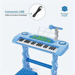 Juguete Set Teclado Musical con Micrófono Azul