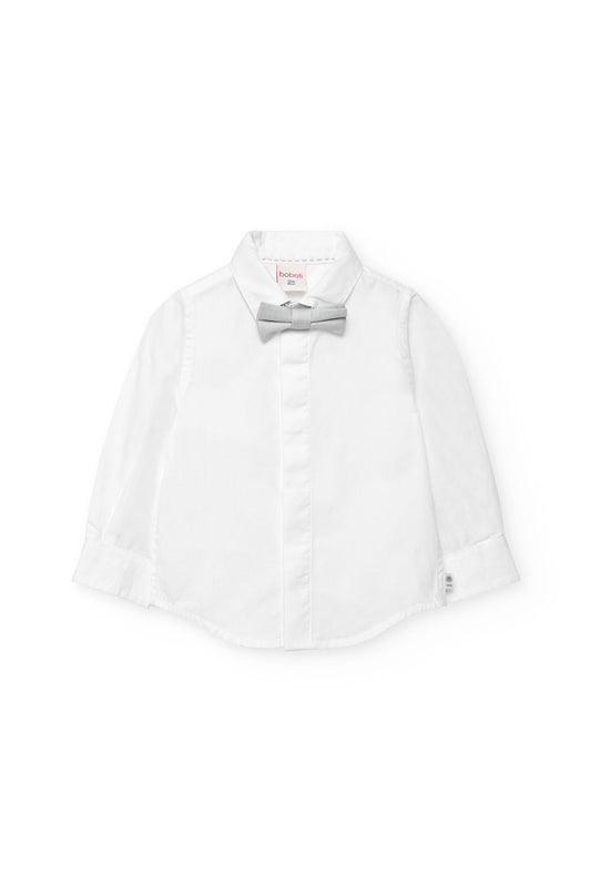 Camisa Manga Larga con Corbatín Blanco Boboli