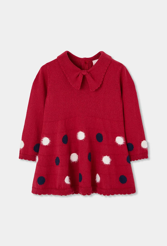 Vestido Tejido Cuello Moño Rojo Boboli