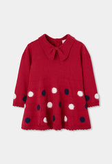 Vestido Tejido Cuello Moño Rojo Boboli