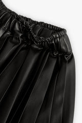 Falda Polipiel Plisada Negro Boboli DETALLE