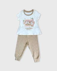 Pijama Bebé Niña Pantalon Estrellas Beige