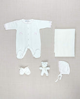 Set Primer Día Tejido Enterizo 100% Algodón Detalles Rosa