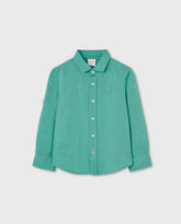 Camisa Manga Larga Lino Verde Boboli Verano