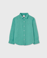Camisa Manga Larga Lino Verde Boboli Verano