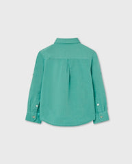 Camisa Manga Larga Lino Verde Boboli Frescura