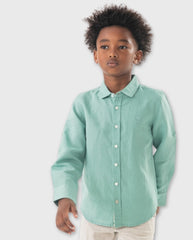 Camisa Manga Larga Lino Verde Boboli