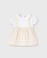 Vestido Combinado Cuello Beige Boboli