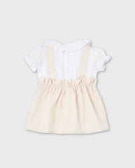 Vestido Combinado Cuello Beige Boboli Niña