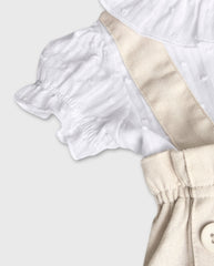 Vestido Combinado Cuello Beige Boboli Detalle