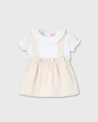 Vestido Combinado Cuello Beige Boboli