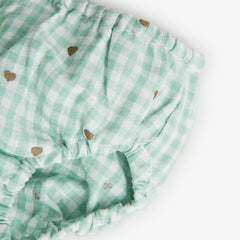 Vestido Con panty Cuadros Corazones Verde