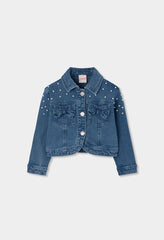Chaqueta Detalle Perlas Denim Oscuro Boboli estilo