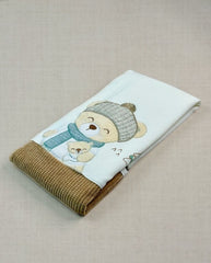 Set Primer Día Oso Bufanda Camel Cobija