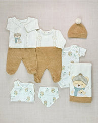 Set Primer Día Oso Bufanda Camel