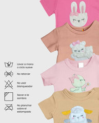 Set 5 Blusas Bebé Niña Bordado Animales Detalle