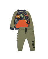 Conjunto Sudadera Felpa Dino Verde