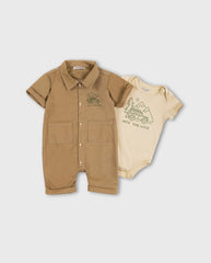 Set 2 Mameluco Bebé Niño Bosque Beige