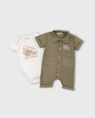 Set 2 Mameluco Bebé Niño Bosque Verde