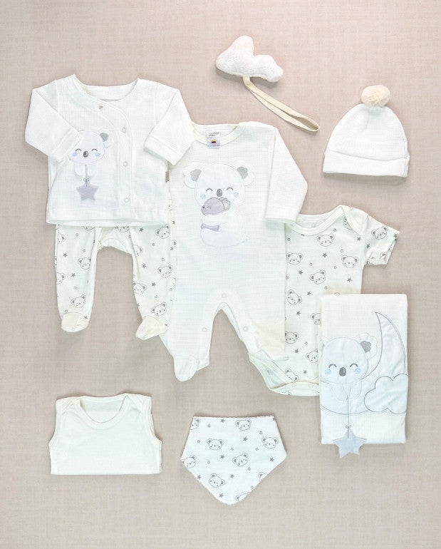 Set Primer Día Bordado Koala Blanco