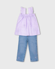Conjunto Niña Jean y Blusa Flor