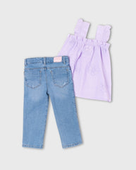 Conjunto Niña eSTILO Jean y Blusa Flor