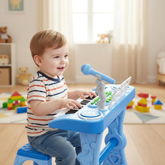 Juguete Set Teclado Musical con Micrófono Azul