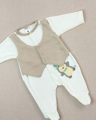 Set Primer Día Chaleco Animales Beige Bebes