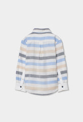 Camisa Rayas Azul Gris Boboli estilo