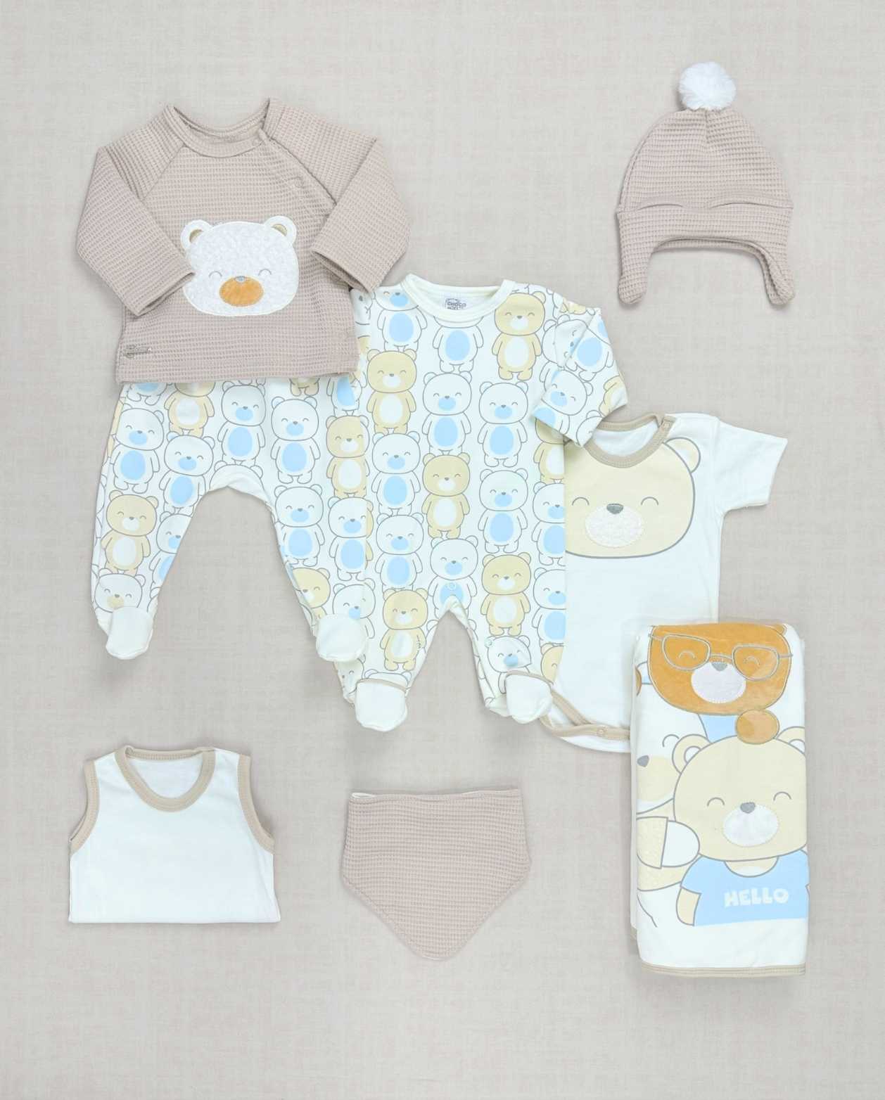 Set Primer Dia Estampado Osos Beige