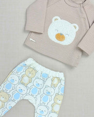 Set Primer Dia Estampado Osos Beige Detalle