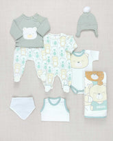 Set Primer Dia Estampado Osos Verde