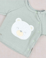 Set Primer Dia Estampado Osos Verde Green