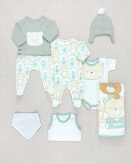 Set Primer Dia Estampado Osos Verde