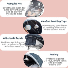 Silla Para Bebé Eléctrica Vibradora Elefante Gris Funciones