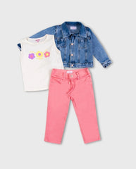 Conjunto 3 Piezas Chaqueta Flores