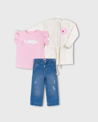 Conjunto 3 Piezas Chaqueta Larga Flores