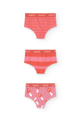 Set 3 Pantys Rosa Rojo Boboli Lineas