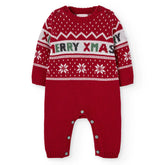 Pelele navideño rojo con estampado “Merry Xmas” para bebé
